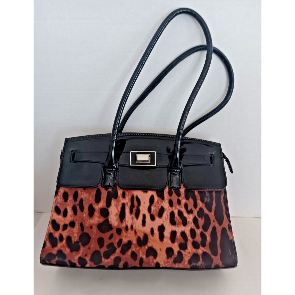 Leopard And Patent Leather Look Purse Bag Apt. 9